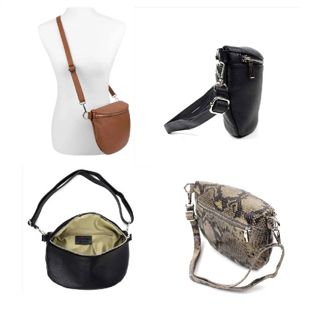 Made in Italy OBC DAMEN SET Gürteltasche + Schultergurt LEDER Crossbody Hüfttasche Bauchtasche Umhängetasche Brusttasche CrossOver Bodybag Schultertasche Handytasche Geldtasche Tasche Kosmetiktasche Große Rabatte