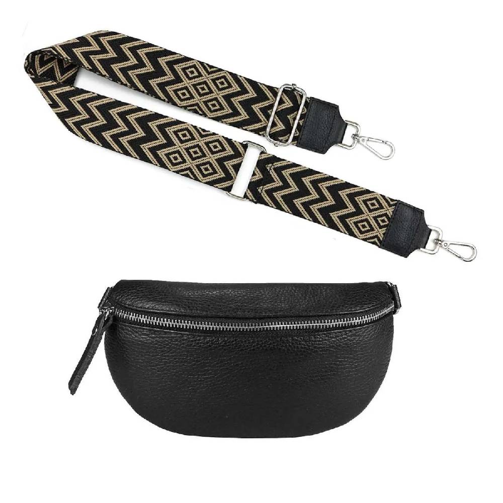 Made in Italy OBC DAMEN SET Gürteltasche + Schultergurt LEDER Crossbody Hüfttasche Bauchtasche Umhängetasche Brusttasche CrossOver Bodybag Schultertasche Handytasche Geldtasche Tasche Kosmetiktasche #1 Neuheiten
