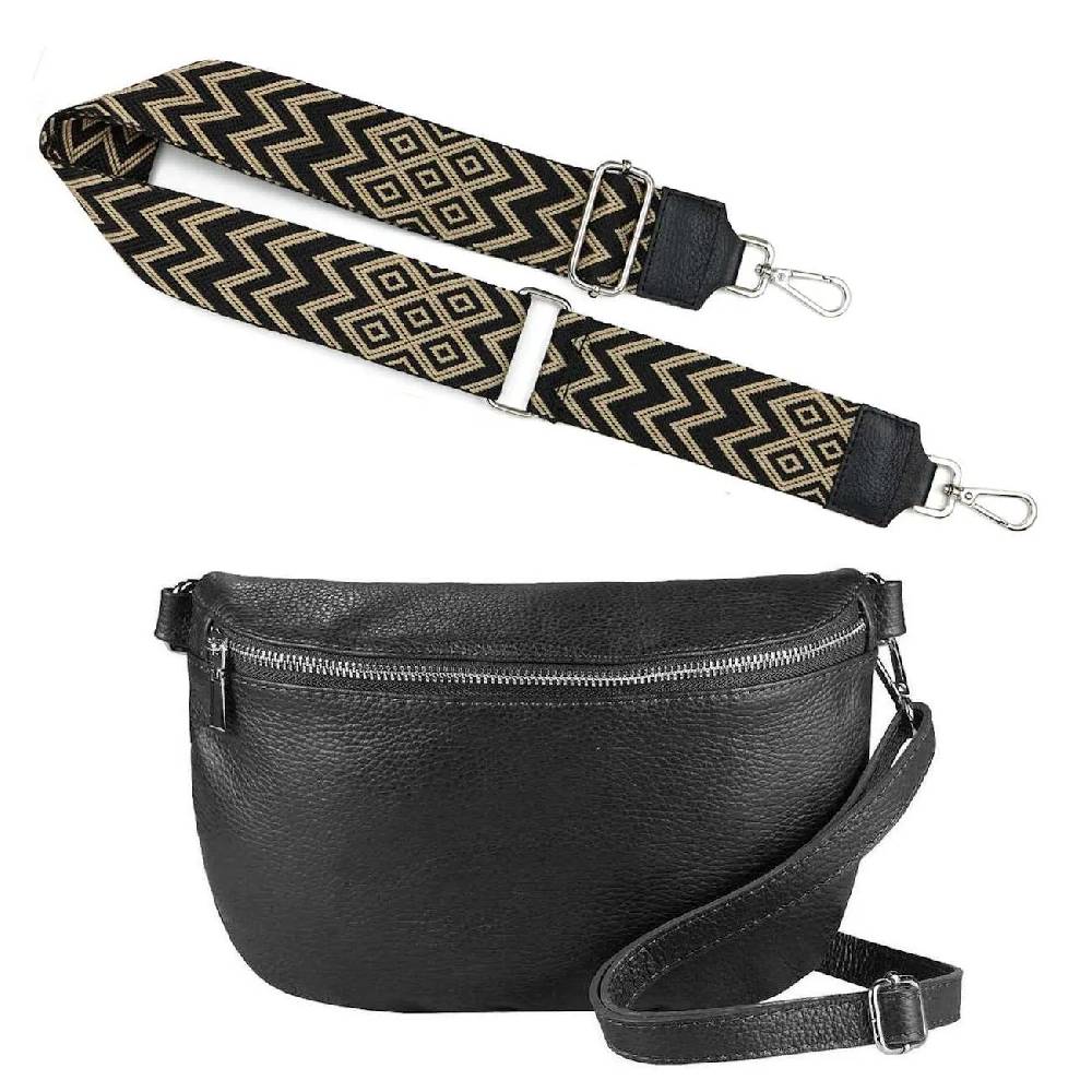Made in Italy OBC DAMEN SET Gürteltasche + Schultergurt LEDER Crossbody Hüfttasche Bauchtasche Umhängetasche Brusttasche CrossOver Bodybag Schultertasche Handytasche Geldtasche Tasche Kosmetiktasche #1 Neuheiten