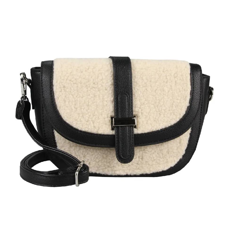 Damen Teddyfell Tasche Schultertasche Crossbody Kunstfell Umhängetasche CrossOver Überschlagtasche Bodybag Pelz Fell Plüsch Kostenlose Rückgabe