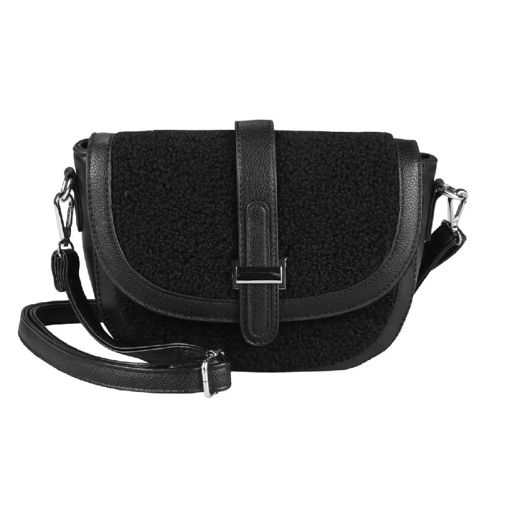 Damen Teddyfell Tasche Schultertasche Crossbody Kunstfell Umhängetasche CrossOver Überschlagtasche Bodybag Pelz Fell Plüsch Kostenlose Rückgabe