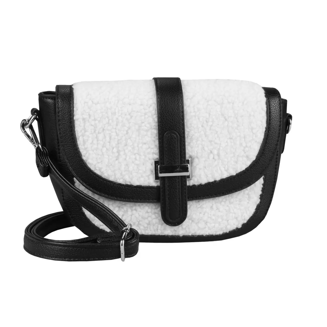 Damen Teddyfell Tasche Schultertasche Crossbody Kunstfell Umhängetasche CrossOver Überschlagtasche Bodybag Pelz Fell Plüsch Kostenlose Rückgabe