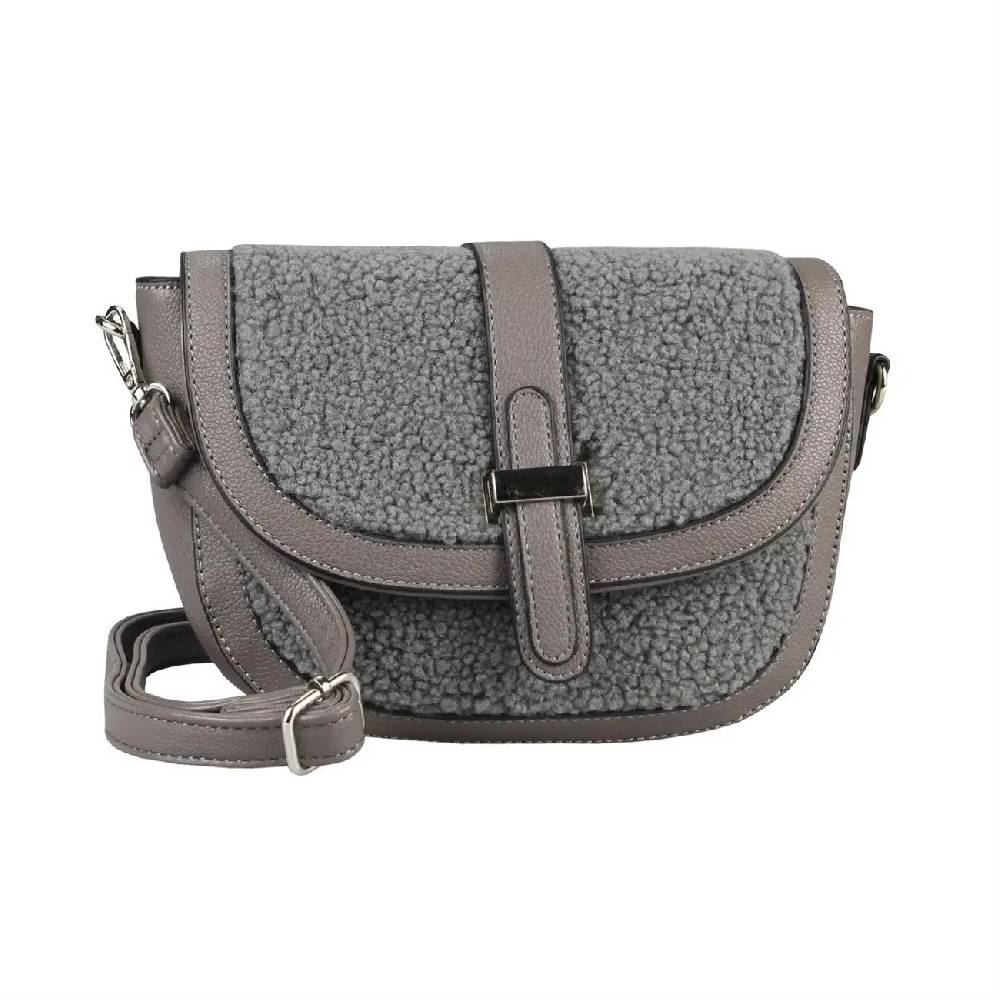 Damen Teddyfell Tasche Schultertasche Crossbody Kunstfell Umhängetasche CrossOver Überschlagtasche Bodybag Pelz Fell Plüsch Kostenlose Rückgabe