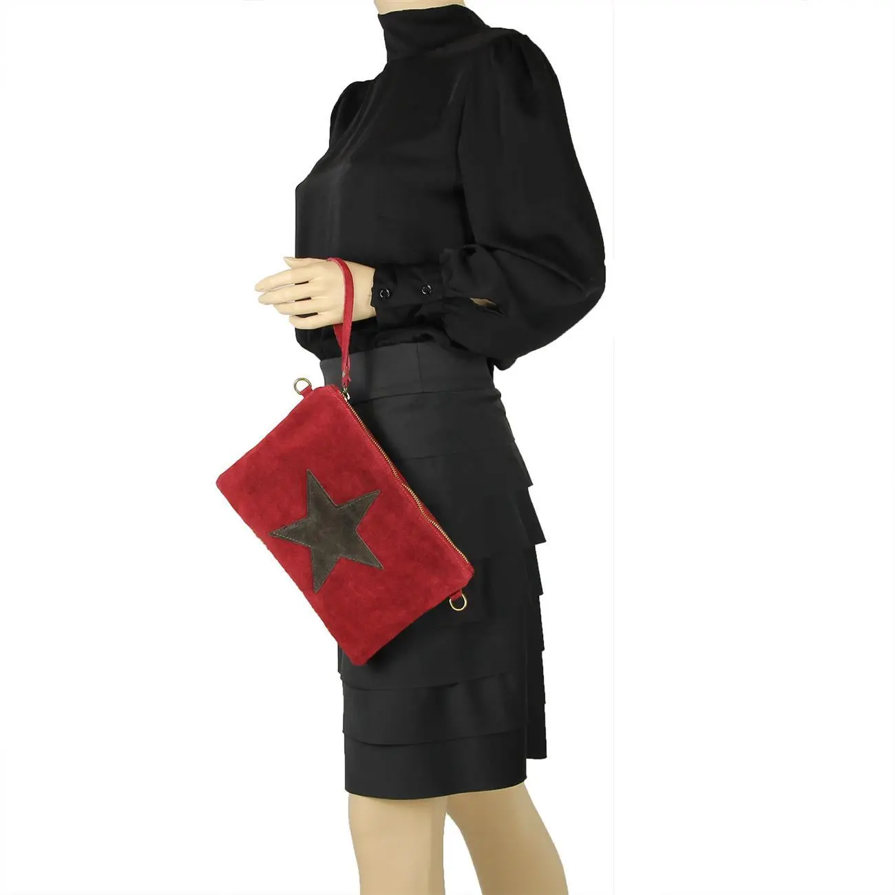 Ital. Stern Tasche Wildleder Ledertasche Schmucktasche Umhängetasche Clutch Borsetta Pochette Schultertasche CrossOver Abendtasche Begrenzte Freigabe