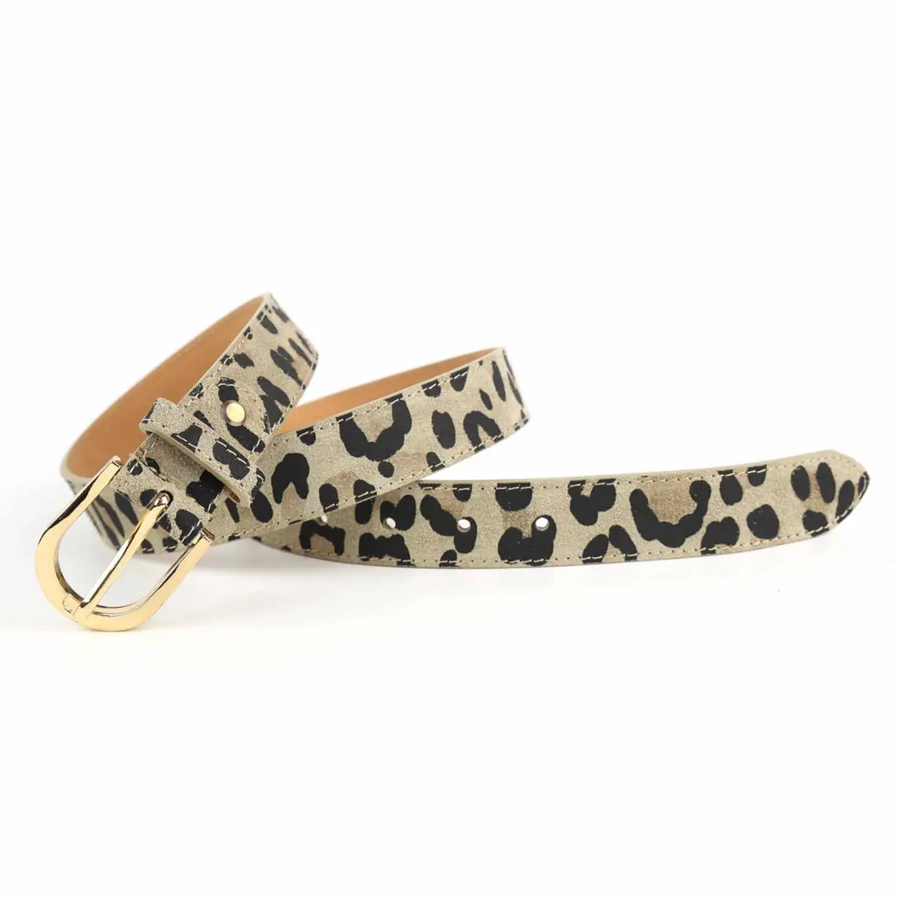 Made in Italy Damen Ledergürtel Leo-Muster Wildleder Hüftgürtel Taillengürtel Rindleder Gürtel Vintage 3cm breit JETZT KAUFEN