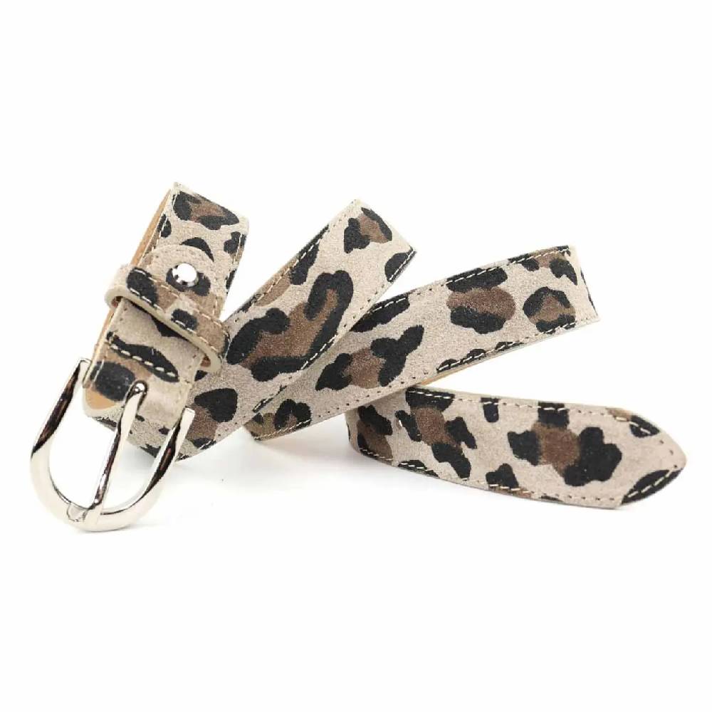 Made in Italy Damen Ledergürtel Leo-Muster Wildleder Hüftgürtel Taillengürtel Rindleder Gürtel Vintage 3cm breit JETZT KAUFEN