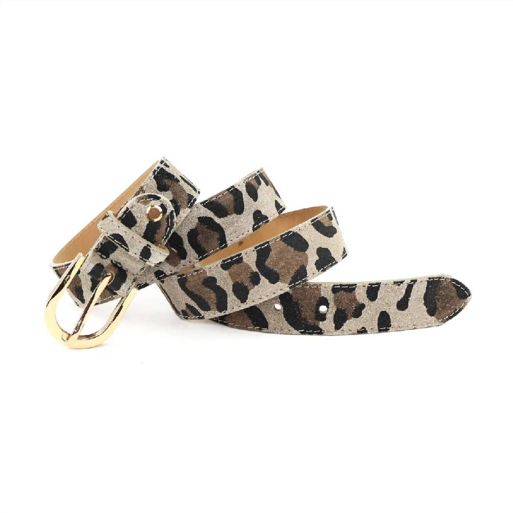 Made in Italy Damen Ledergürtel Leo-Muster Wildleder Hüftgürtel Taillengürtel Rindleder Gürtel Vintage 3cm breit JETZT KAUFEN