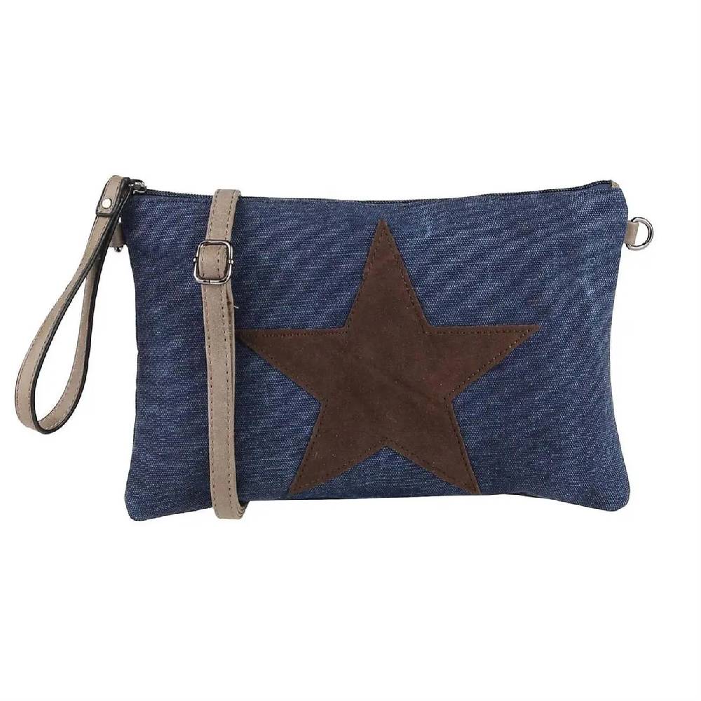 OBC Damen Stern Clutch Tasche Canvas Leder Strass Schultertasche Umhängetasche Vierteljährliche Förderung
