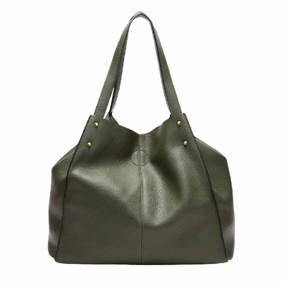 OBC DAMEN TASCHE XXL SET 2in1 Shopper Handtasche Hobo Bag Schultertasche Cross Over Body Bag Umhängetasche Crossbody Beuteltasche Leder Optik DIN-A4 Nieten Begrenzt auf 3 Tage