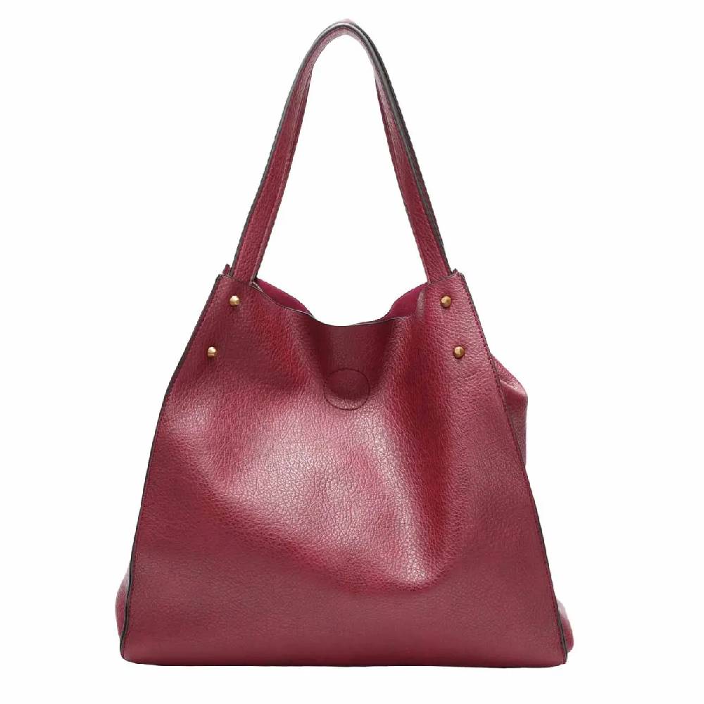 OBC DAMEN TASCHE XXL SET 2in1 Shopper Handtasche Hobo Bag Schultertasche Cross Over Body Bag Umhängetasche Crossbody Beuteltasche Leder Optik DIN-A4 Nieten Begrenzt auf 3 Tage