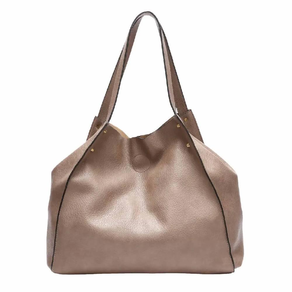 OBC DAMEN TASCHE XXL SET 2in1 Shopper Handtasche Hobo Bag Schultertasche Cross Over Body Bag Umhängetasche Crossbody Beuteltasche Leder Optik DIN-A4 Nieten Begrenzt auf 3 Tage