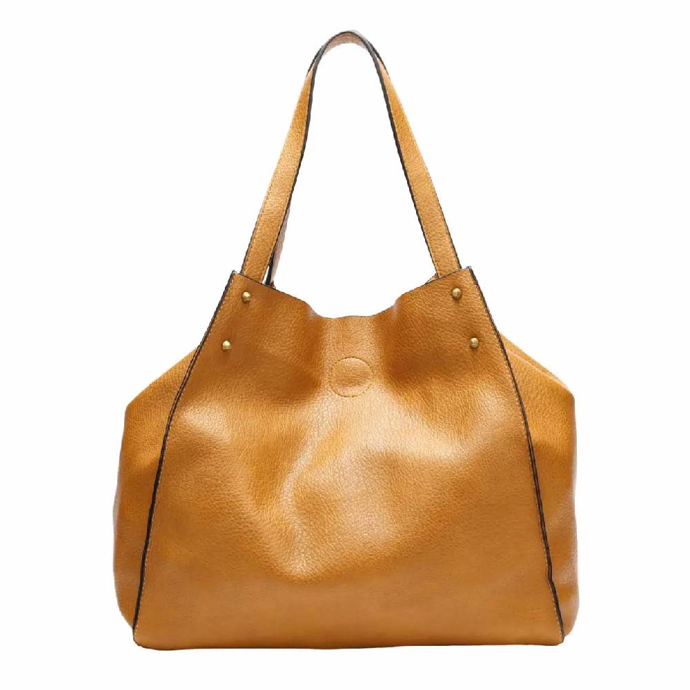 OBC DAMEN TASCHE XXL SET 2in1 Shopper Handtasche Hobo Bag Schultertasche Cross Over Body Bag Umhängetasche Crossbody Beuteltasche Leder Optik DIN-A4 Nieten Begrenzt auf 3 Tage