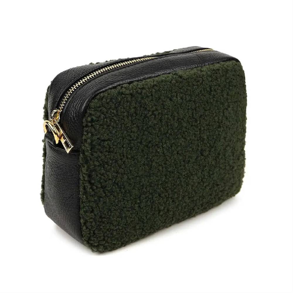 OBC Made in Italy Damen Teddy Tasche Schultertasche Pelz Bodybag Ledertasche Umhängetasche Kunstfell Crossover Damentasche Crossbody Plüsch Felltasche Wintertasche Im Verkauf