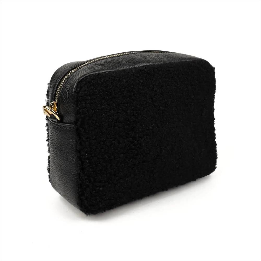 OBC Made in Italy Damen Teddy Tasche Schultertasche Pelz Bodybag Ledertasche Umhängetasche Kunstfell Crossover Damentasche Crossbody Plüsch Felltasche Wintertasche Im Verkauf