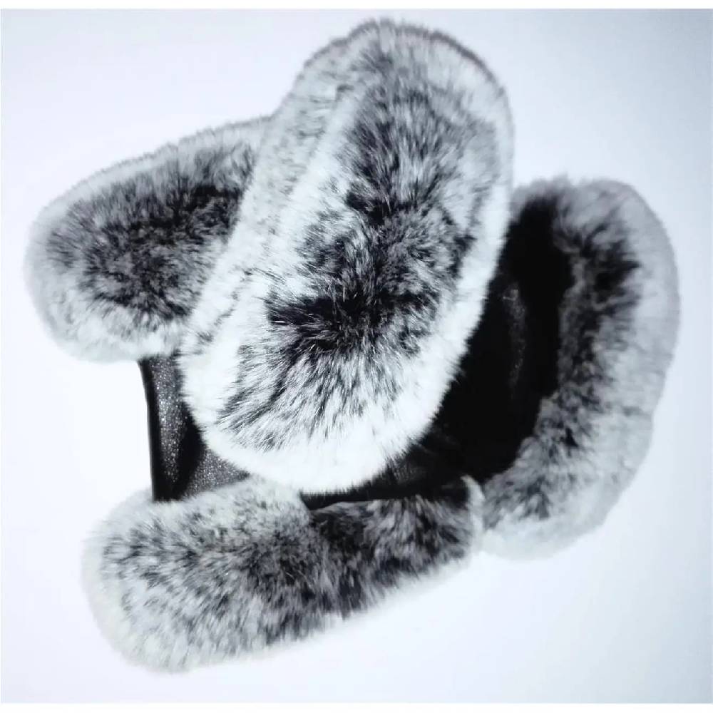 OBC DAMEN warme Handschuhe echt LEDER echt FELL Kaninfell Kaninchen Winter & Herbst Winterhandschuhe flauschig schwarz weiß grau XL Hotsell