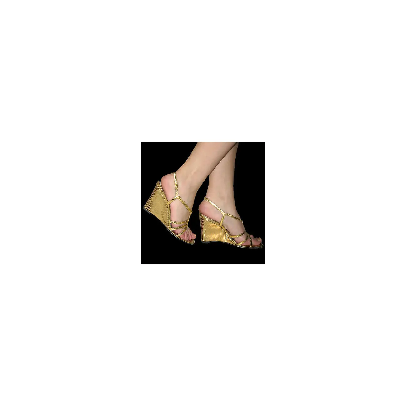 Dolce & Gabbana D&G HIGH HEELS Keil Sandalette Wedges Lederschuhe Schuhe Gold Schlussverkauf