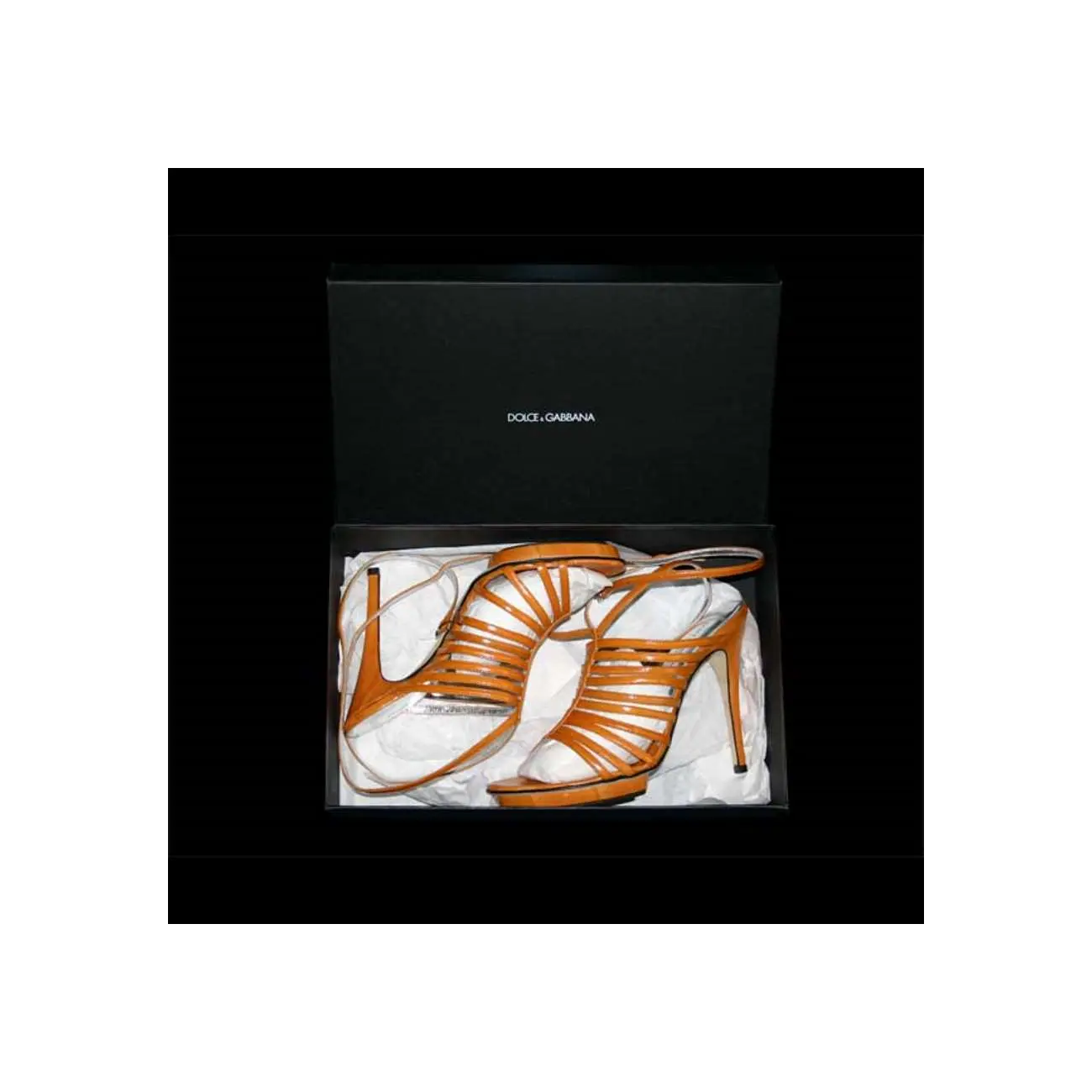 Dolce & Gabbana D&G HIGH HEELS Pumps Römer Sandalette Lederschuhe Schuhe Riemchen Riemchenpumps Cognac Gr. 40 Fabrikverkauf