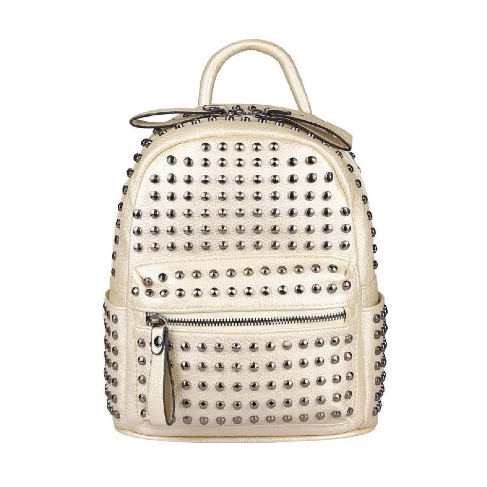 DAMEN NIETEN RUCKSACK TASCHE Cityrucksack Stadtrucksack Metallic Backpack Schultertasche Handtasche Umhängetasche Shopper Daypack Saisonschlussverkauf