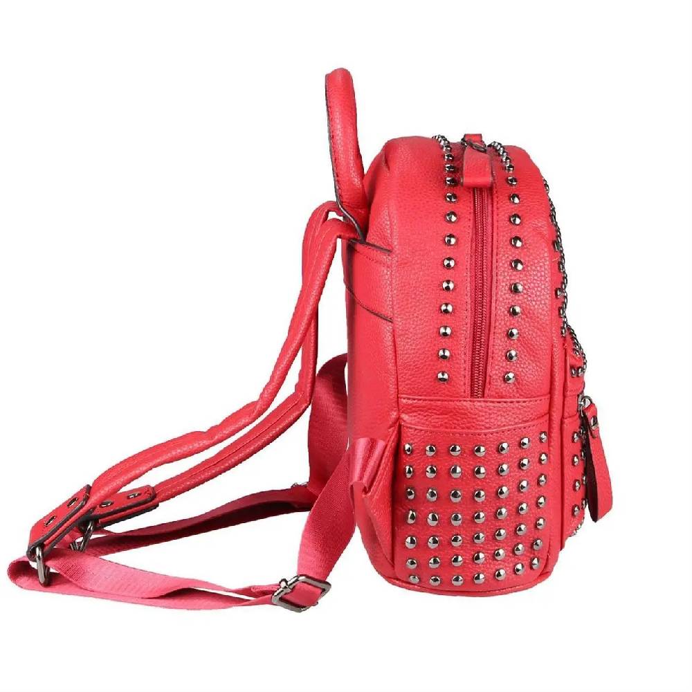 DAMEN NIETEN RUCKSACK TASCHE Cityrucksack Stadtrucksack Metallic Backpack Schultertasche Handtasche Umhängetasche Shopper Daypack Saisonschlussverkauf
