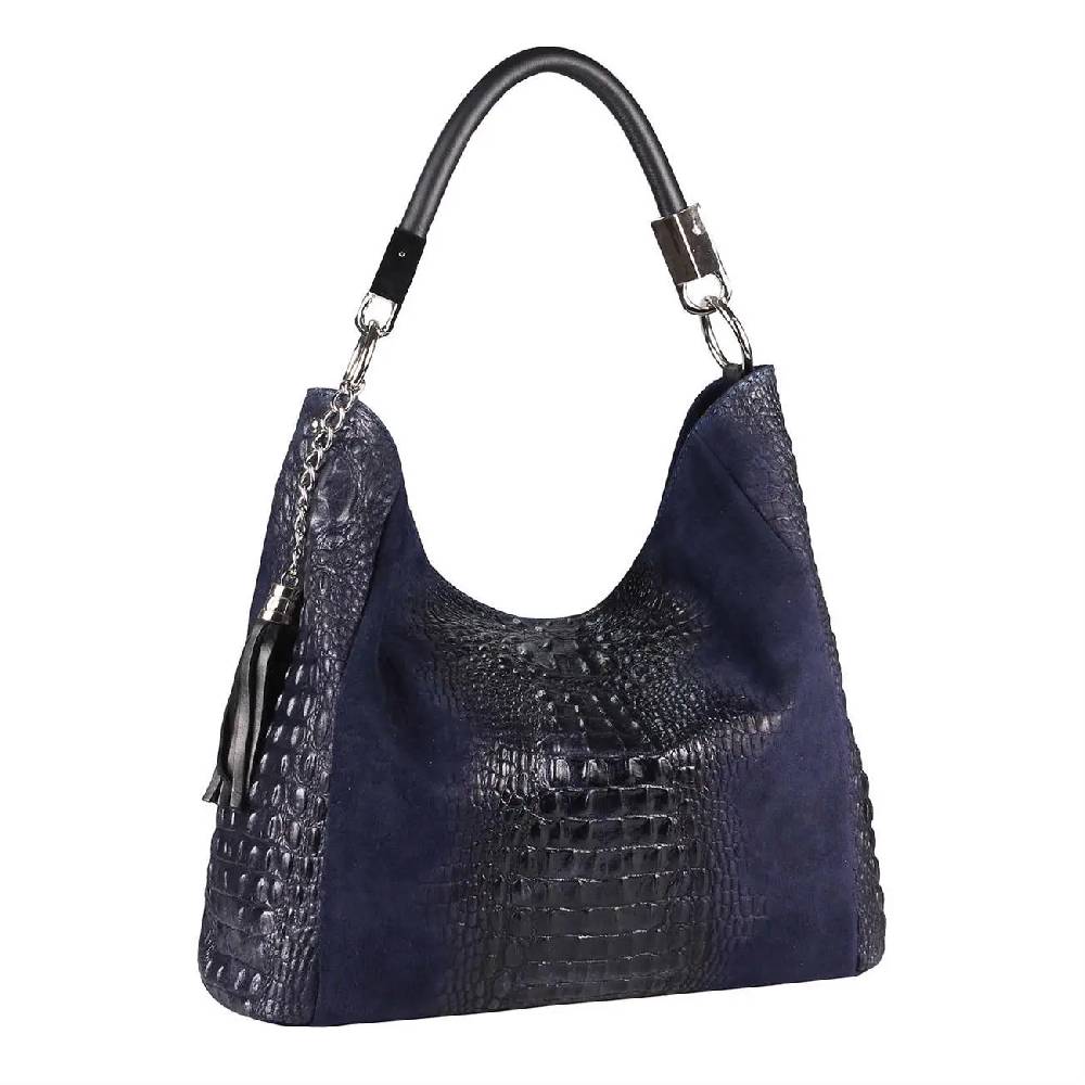 OBC Made in Italy DAMEN LEDER TASCHE KROKO-Prägung Shopper Tote Bag Wildleder Schultertasche Handtasche Business DIN-A4 Zeitlich begrenztes Angebot