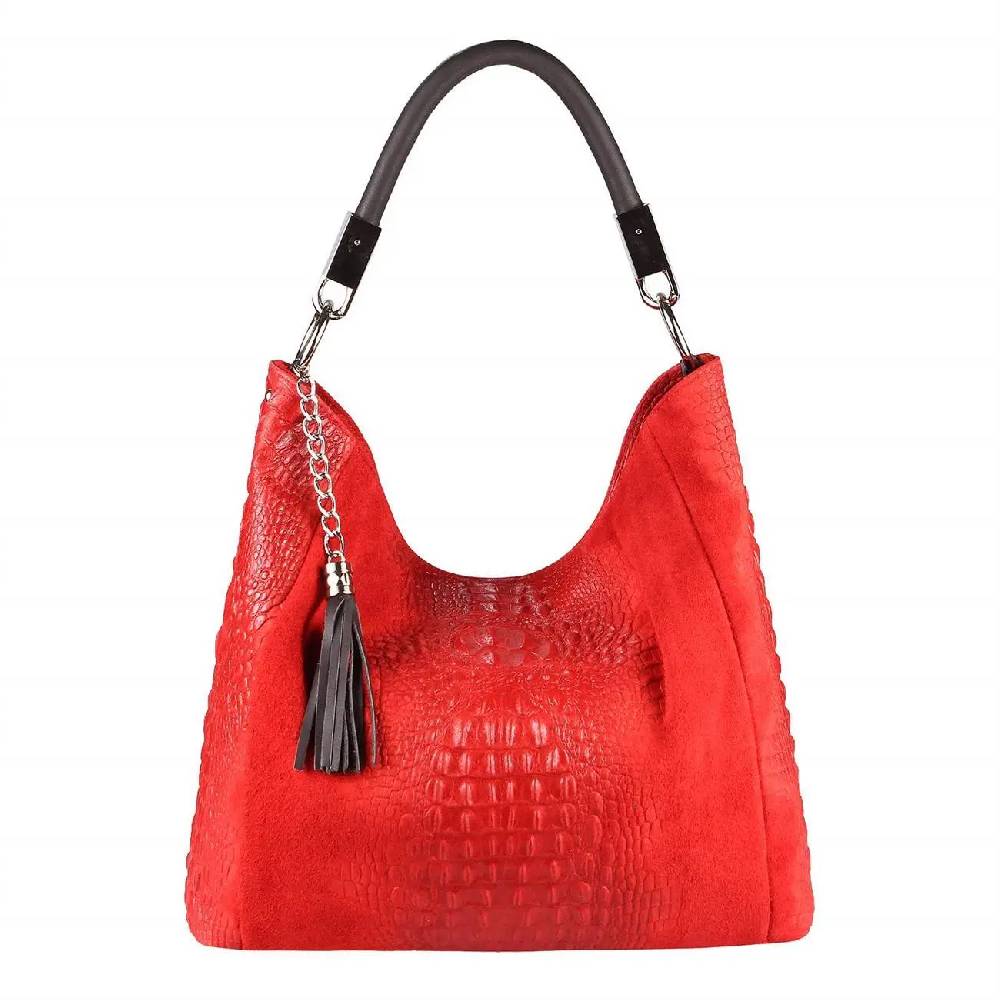 OBC Made in Italy DAMEN LEDER TASCHE KROKO-Prägung Shopper Tote Bag Wildleder Schultertasche Handtasche Business DIN-A4 Zeitlich begrenztes Angebot
