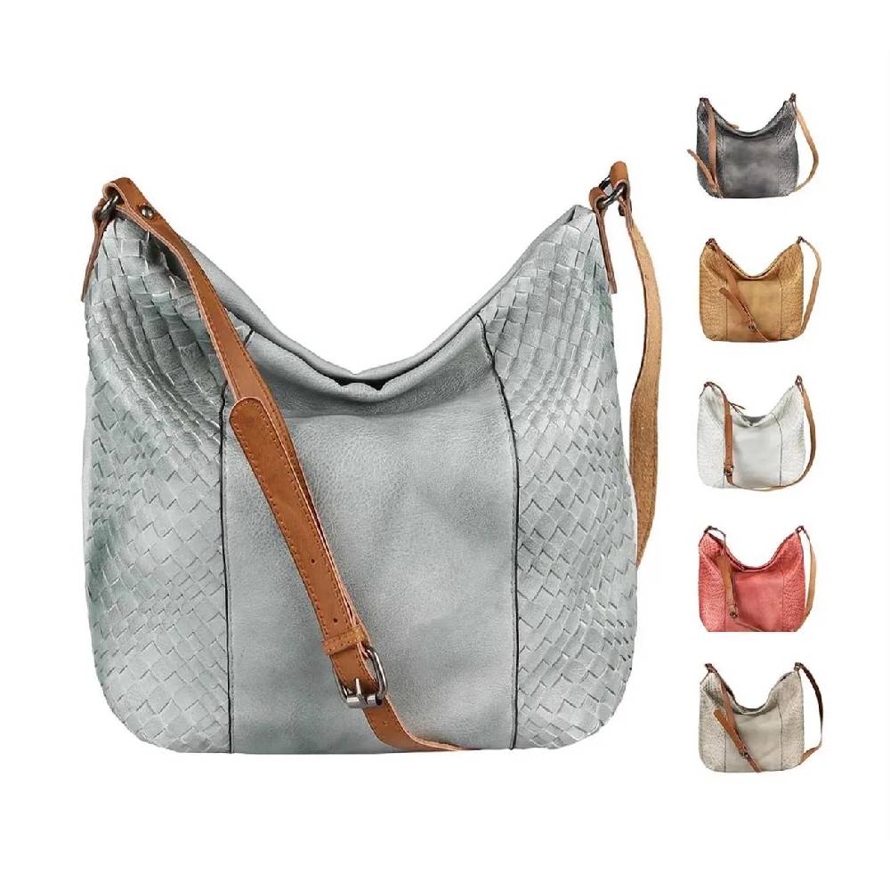 OBC DAMEN TASCHE SHOPPER Flechtoptik Ledertasche Hobo Bag Schultertasche Umhängetasche CrossOver CROSSBODY Henkeltasche Beuteltasche