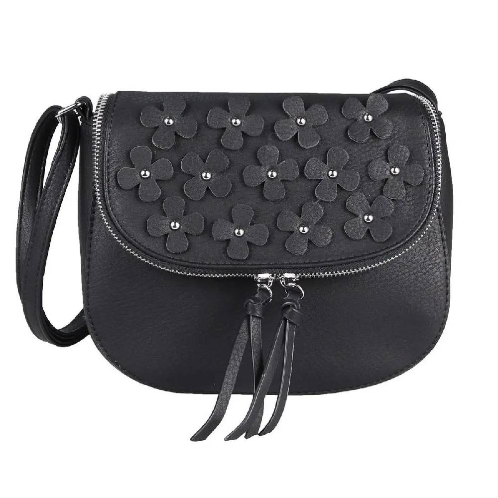 DAMEN BLUMEN TASCHE Schultertasche Umhängetasche Schmucktasche CrossOver Handtasche Abendtasche Crossbody Henkeltasche Leder Optik Sonderangebote