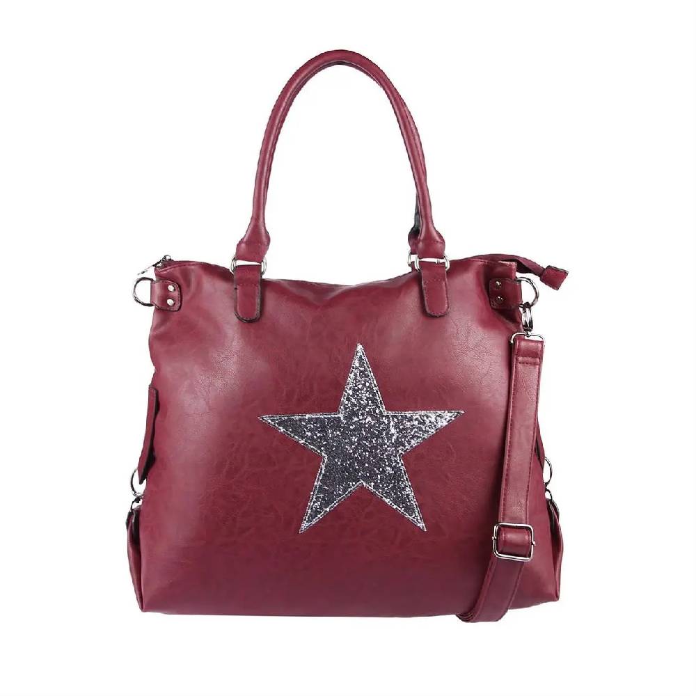 OBC ital-design DAMEN STERN TASCHE Shopper XXL DIN-A4 Handtasche Schultertasche Beuteltasche Henkeltasche CrossOver Umhängetasche Kostenlose Rückgabe