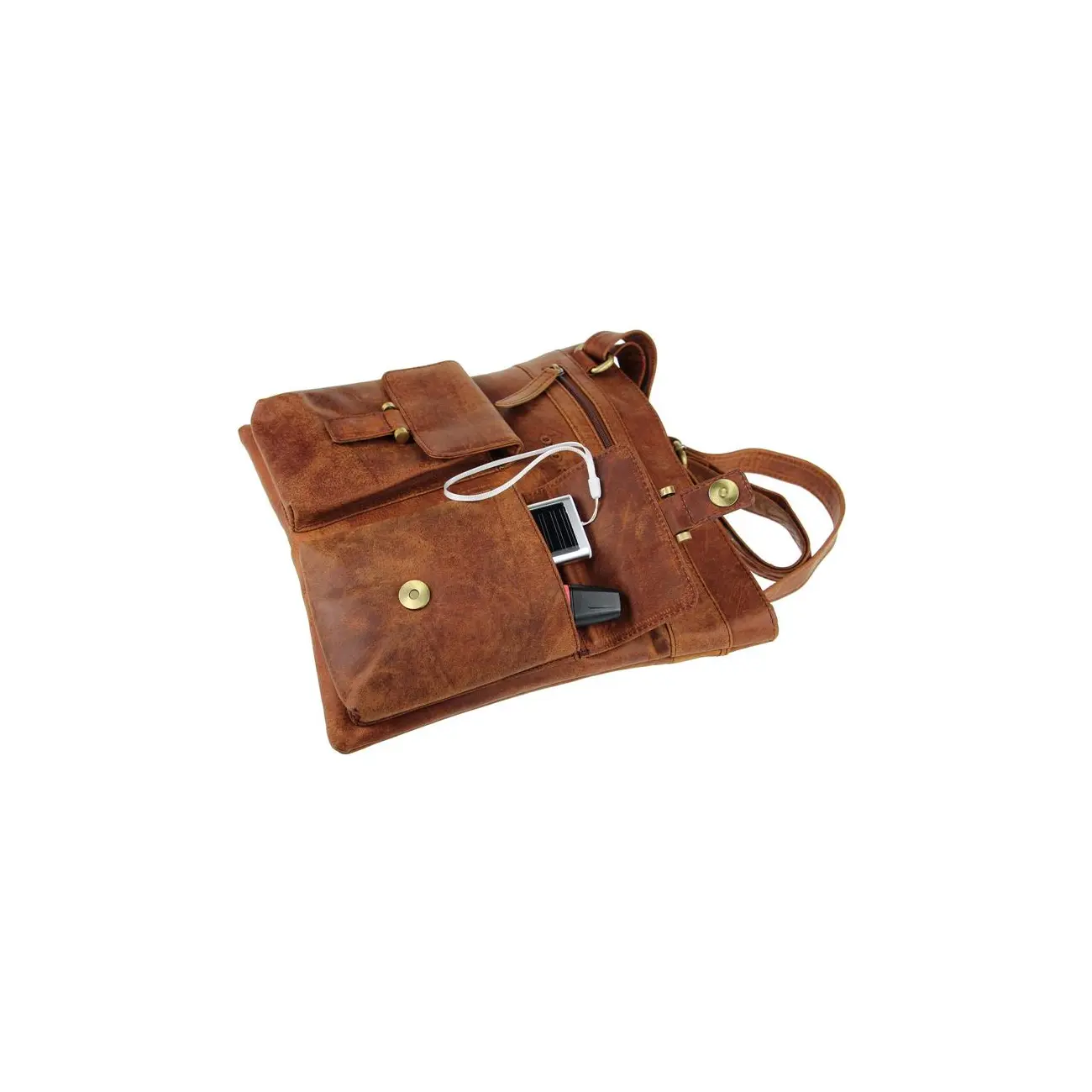 Old River Vintage Retro Style LEDER Bubalus WasserBüffel Büffelleder Tasche Messenger Bag Umhängetasche Tablet Ipad mini bis ca. 12 Zoll CrossOver 28x30x2 cm (BxHxT) Nur für heute