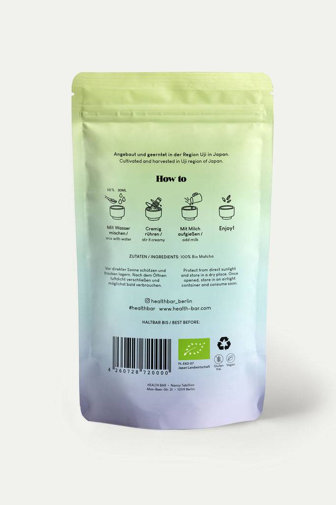 JUKSEREI HEALTH BAR · ORGANIC MATCHA TEA 50G Valentinstagsangebot