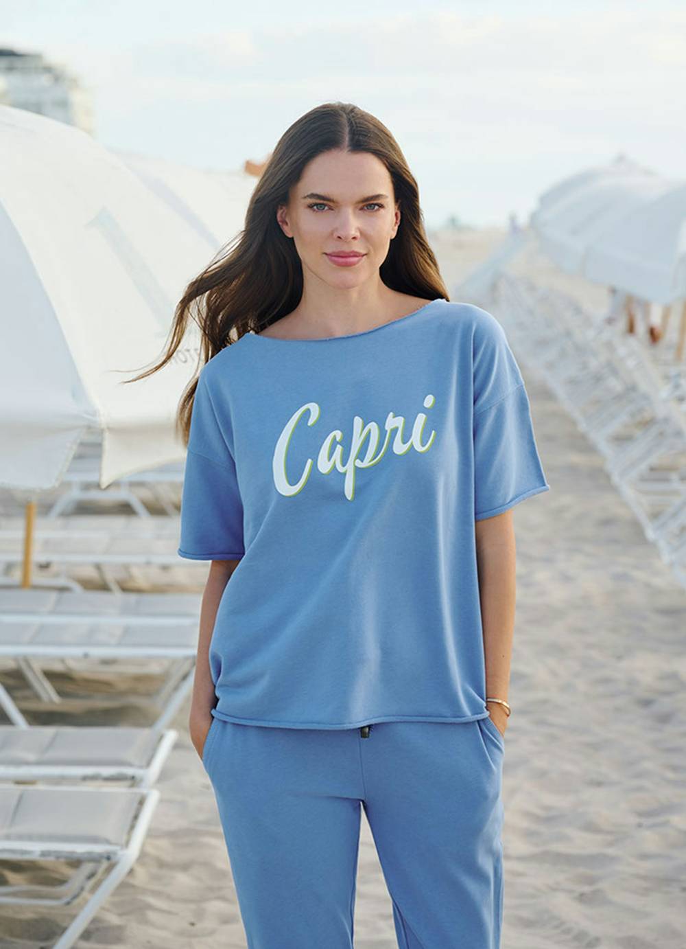 Juvia Capri Fleece Sweater Shortsleeve Im Verkauf