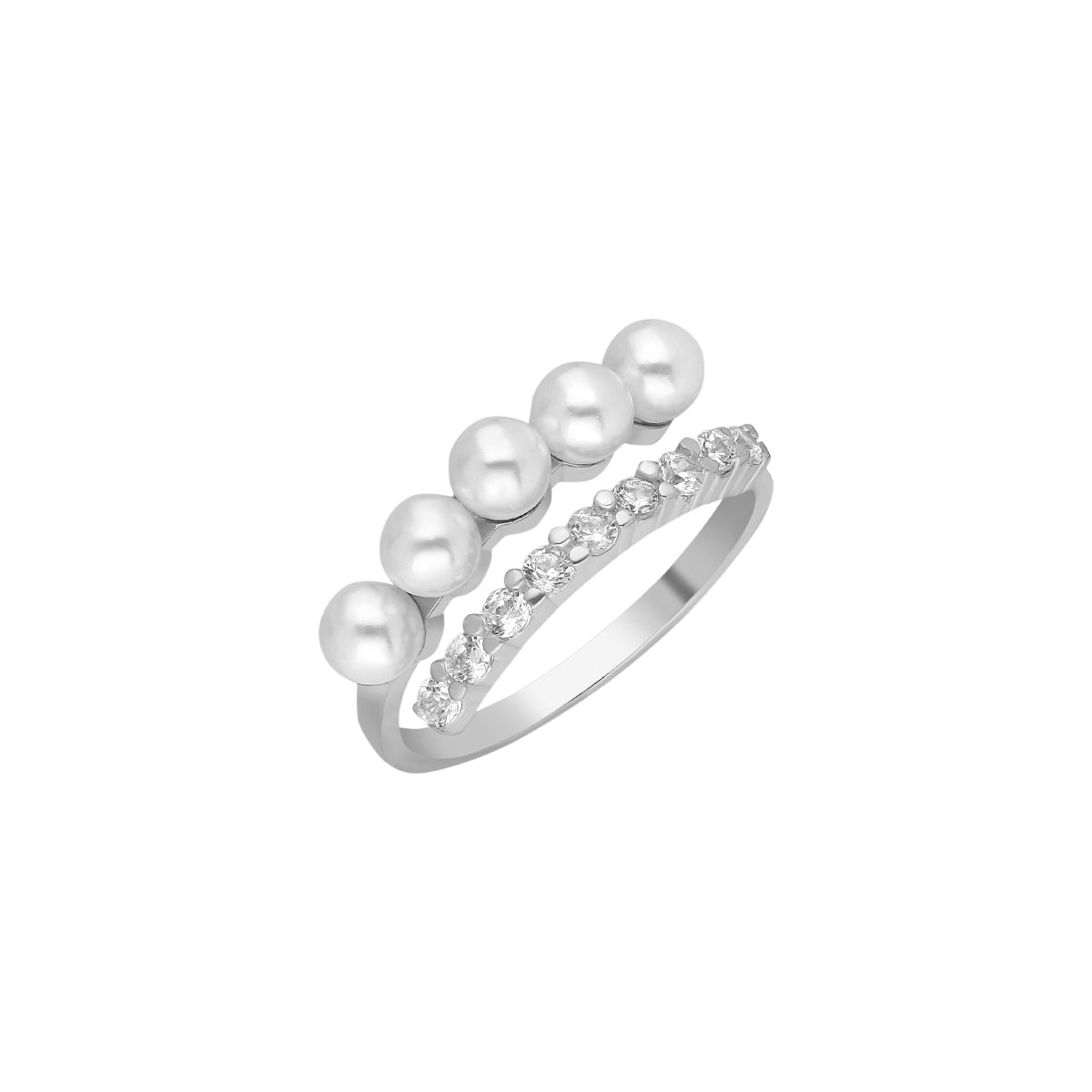 Kardelen Pointed Pearl Zirconia Ring - 925 SILBER Kauf eins, bekomm eins gratis