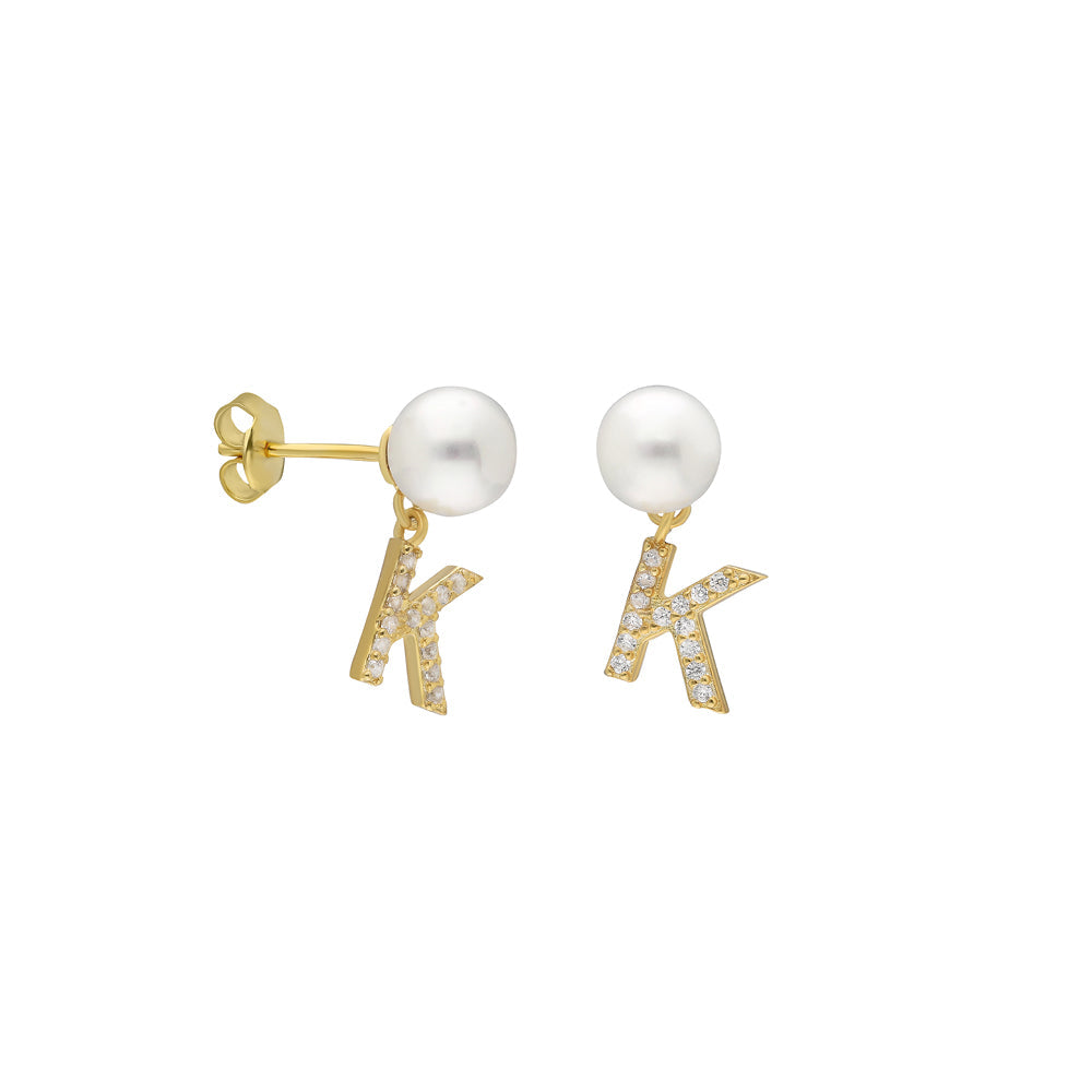 Kardelen PEARL INITIALEN OHRRING - 925 SILBER