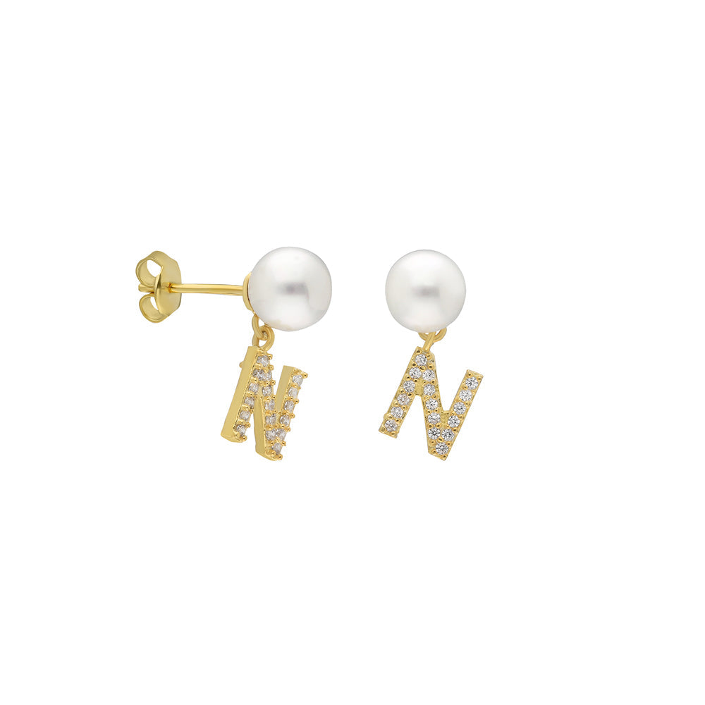 Kardelen PEARL INITIALEN OHRRING - 925 SILBER Tägliche Deals