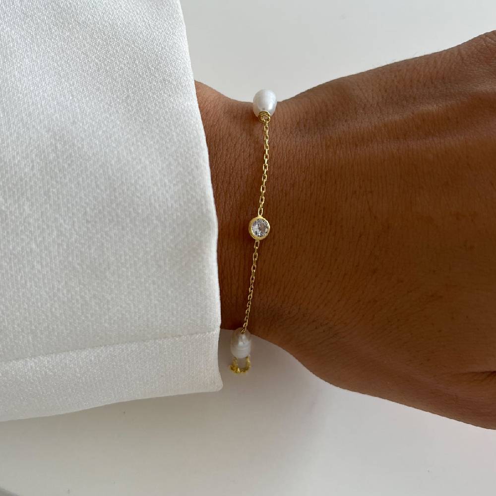 Kardelen Stein Armkette mit Perlen - 925 SILBER VIP-Rabatte