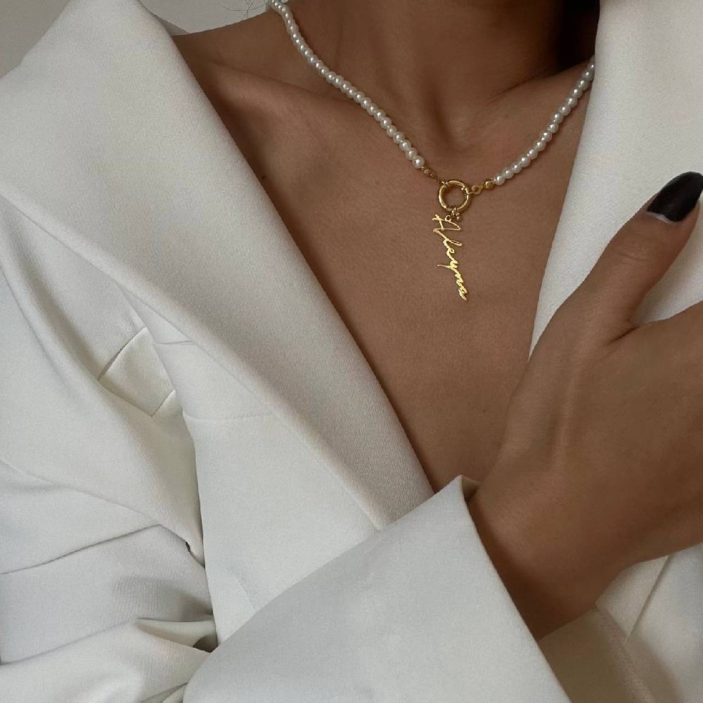 Kardelen Pearl Chain Signatur Namenskette - 925 SILBER Super Sparpreis