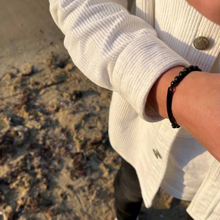 Kardelen ID-Partnerarmband mit Gravur - Pearl Black Sonderangebot der Fabrik