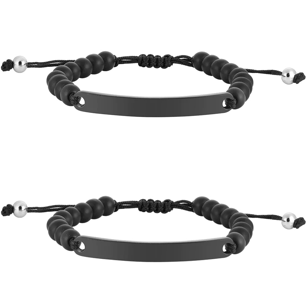 Kardelen ID-Partnerarmband mit Gravur - Pearl Black Sonderangebot der Fabrik
