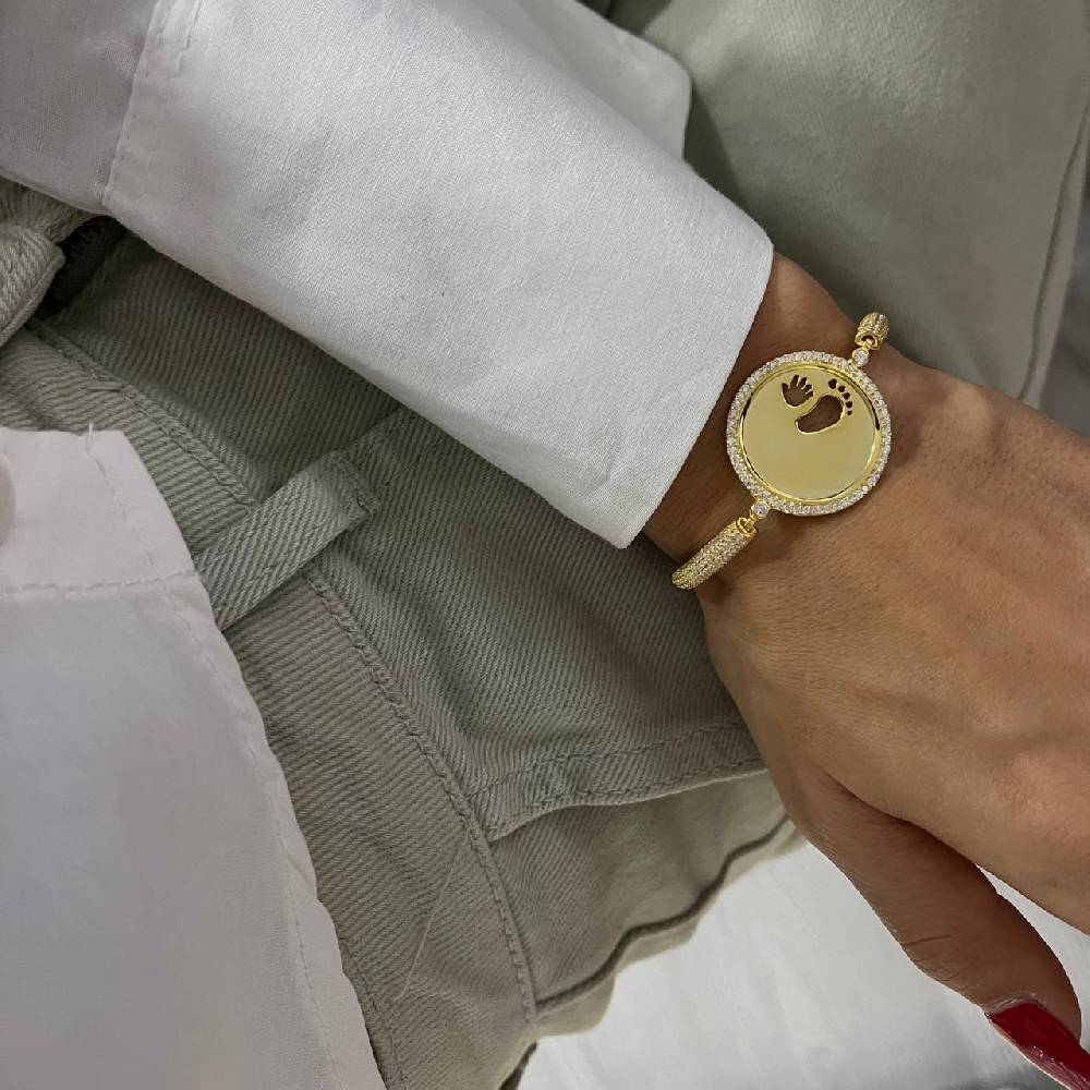 Kardelen Zirkonia Gravurarmband Baby Hand&Fuß - 925 SILBER Begrenzt auf 3 Tage