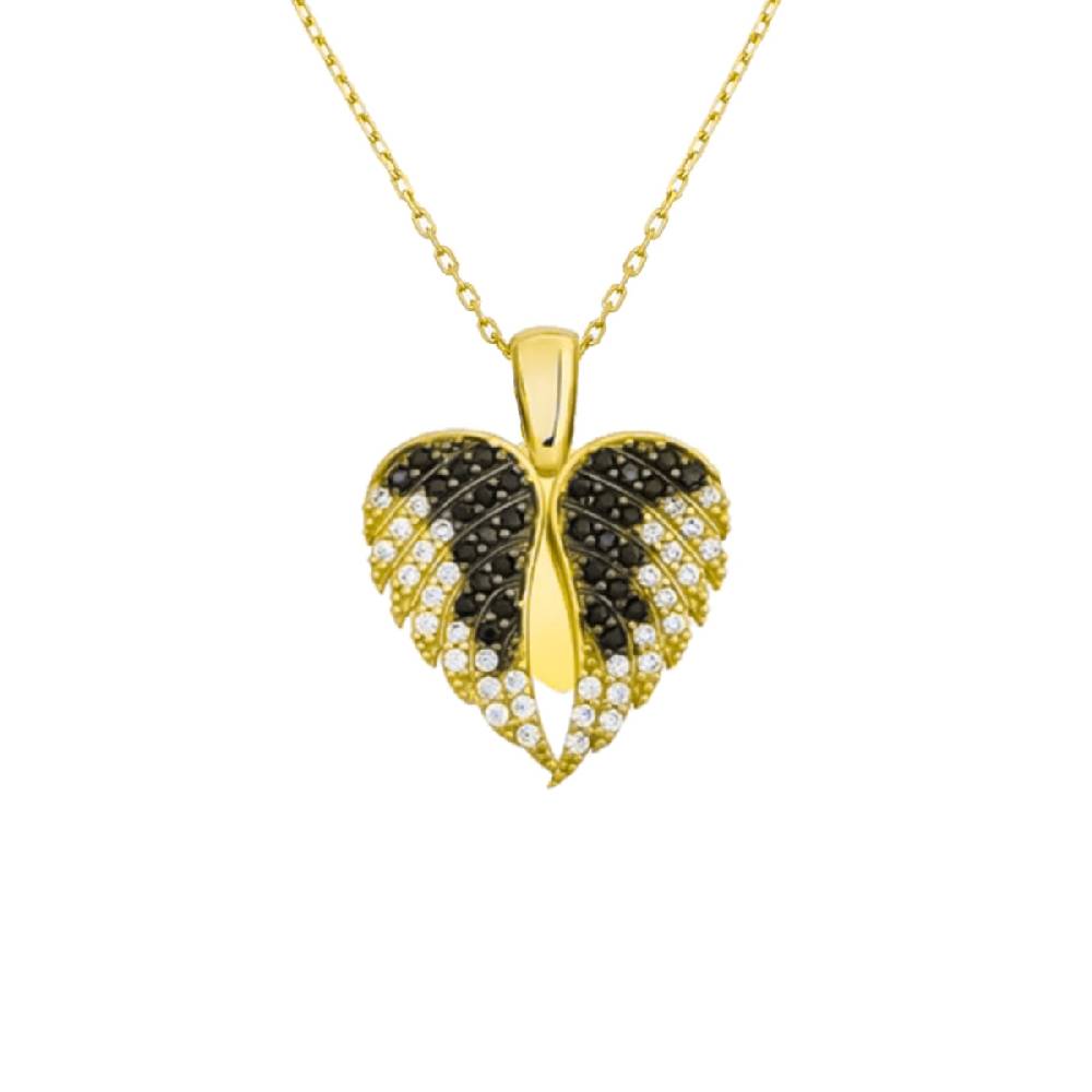 Kardelen Herz & Flügel Gravurkette - 925 SILBER Black Friday Preise