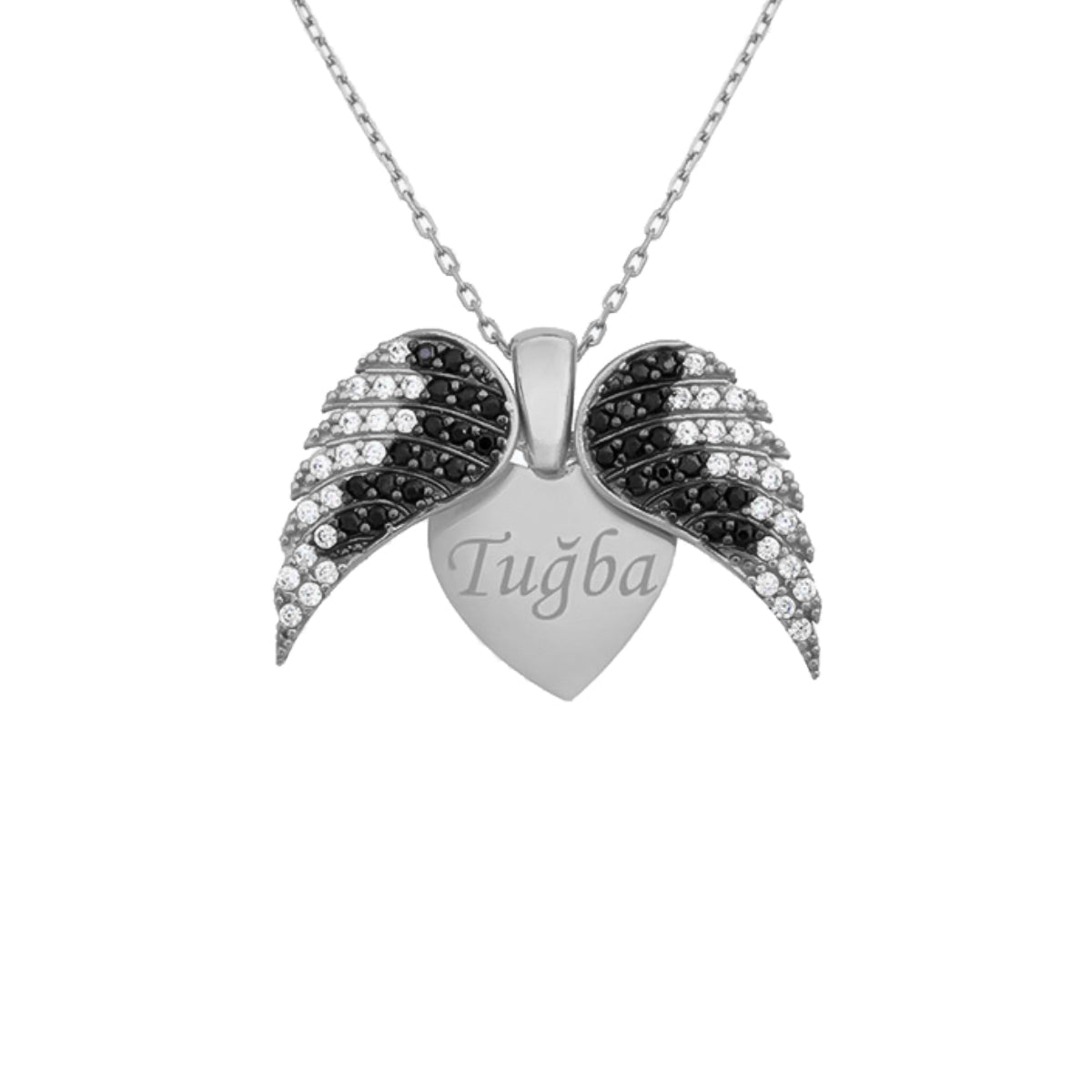 Kardelen Herz & Flügel Gravurkette - 925 SILBER Black Friday Preise