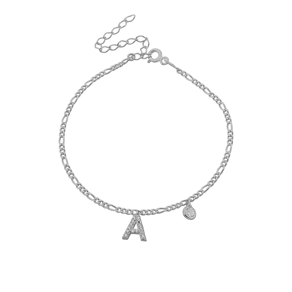 Kardelen Armkette Figaro Zirkonia mit Buchstabe - 925 SILBER Günstig kaufen