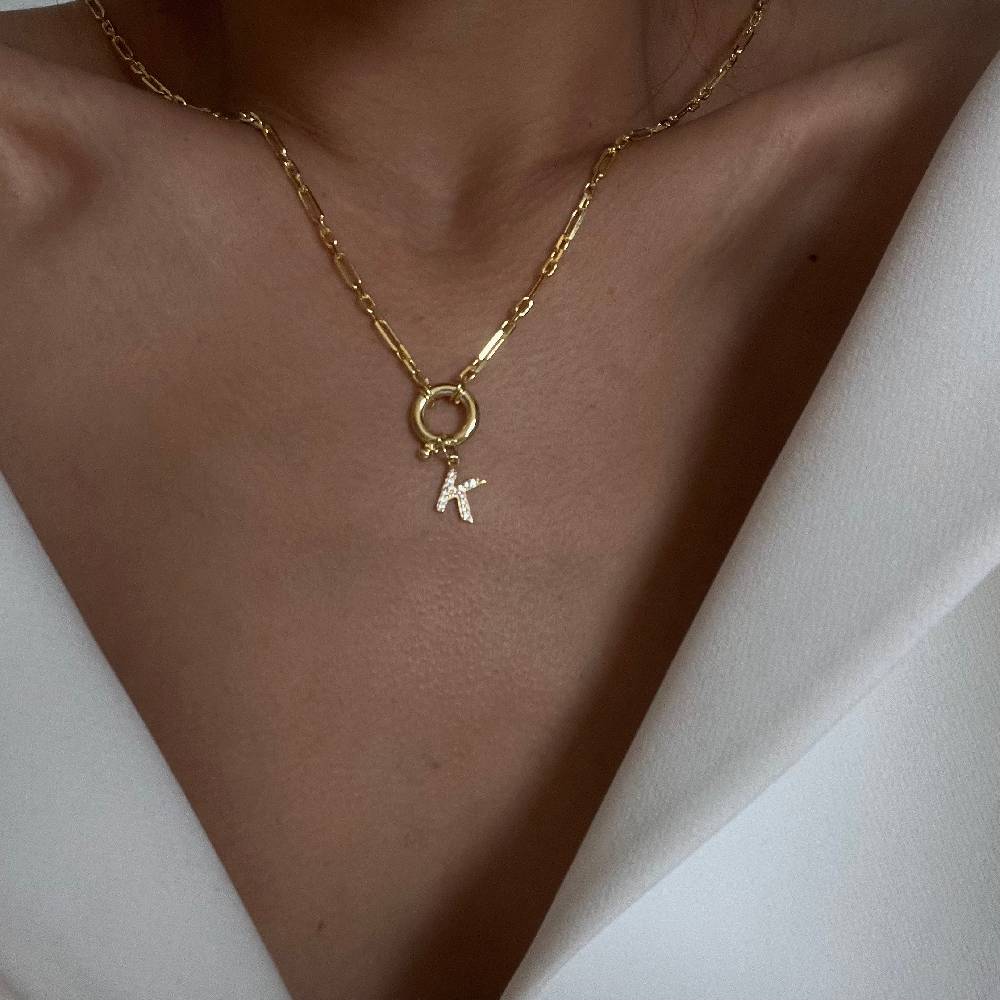 Kardelen Chain Zirkonia Buchstaben Halskette - 925 SILBER Osterangebot