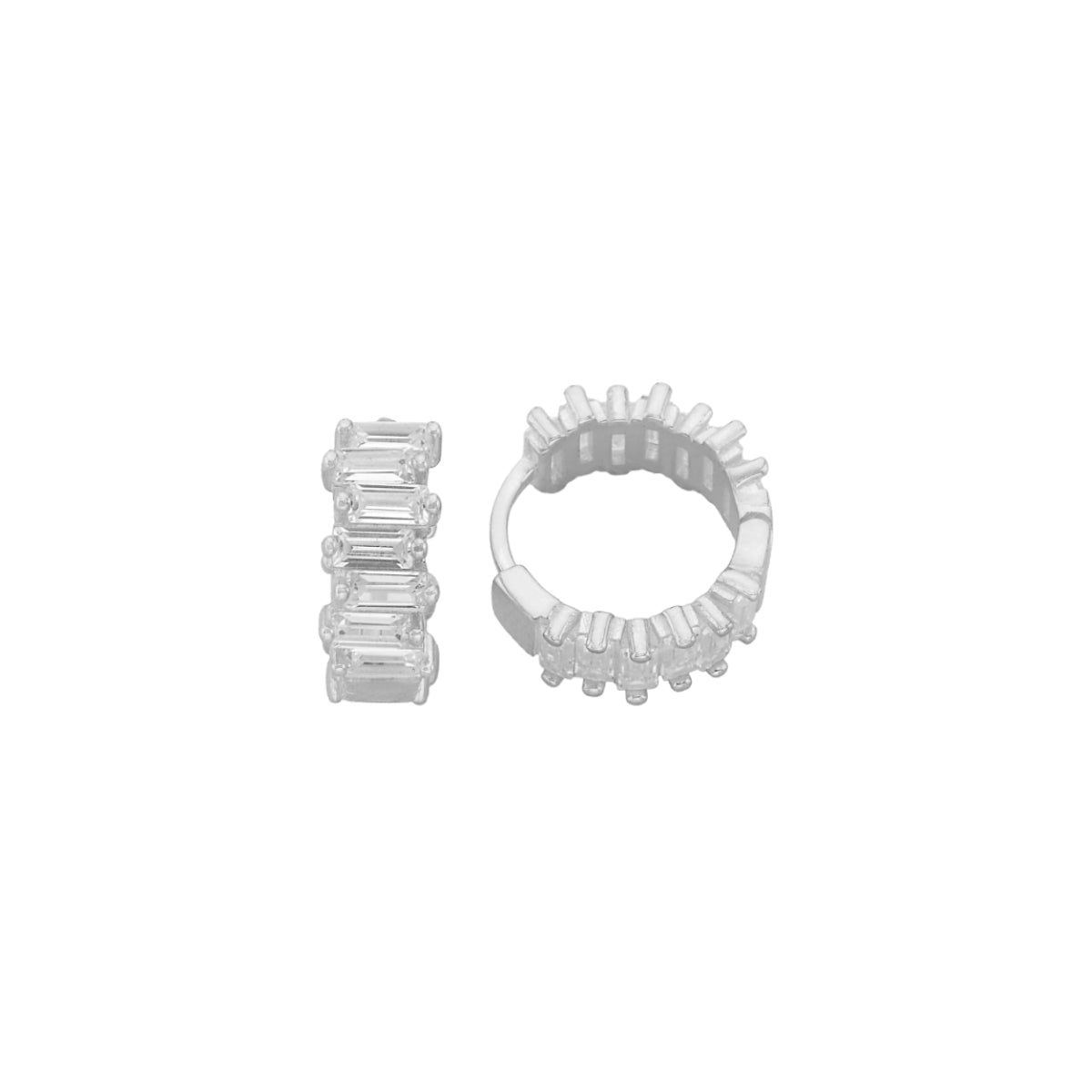 Kardelen Baguette Round Ohrring - 925 SILBER Jubiläumsangebot