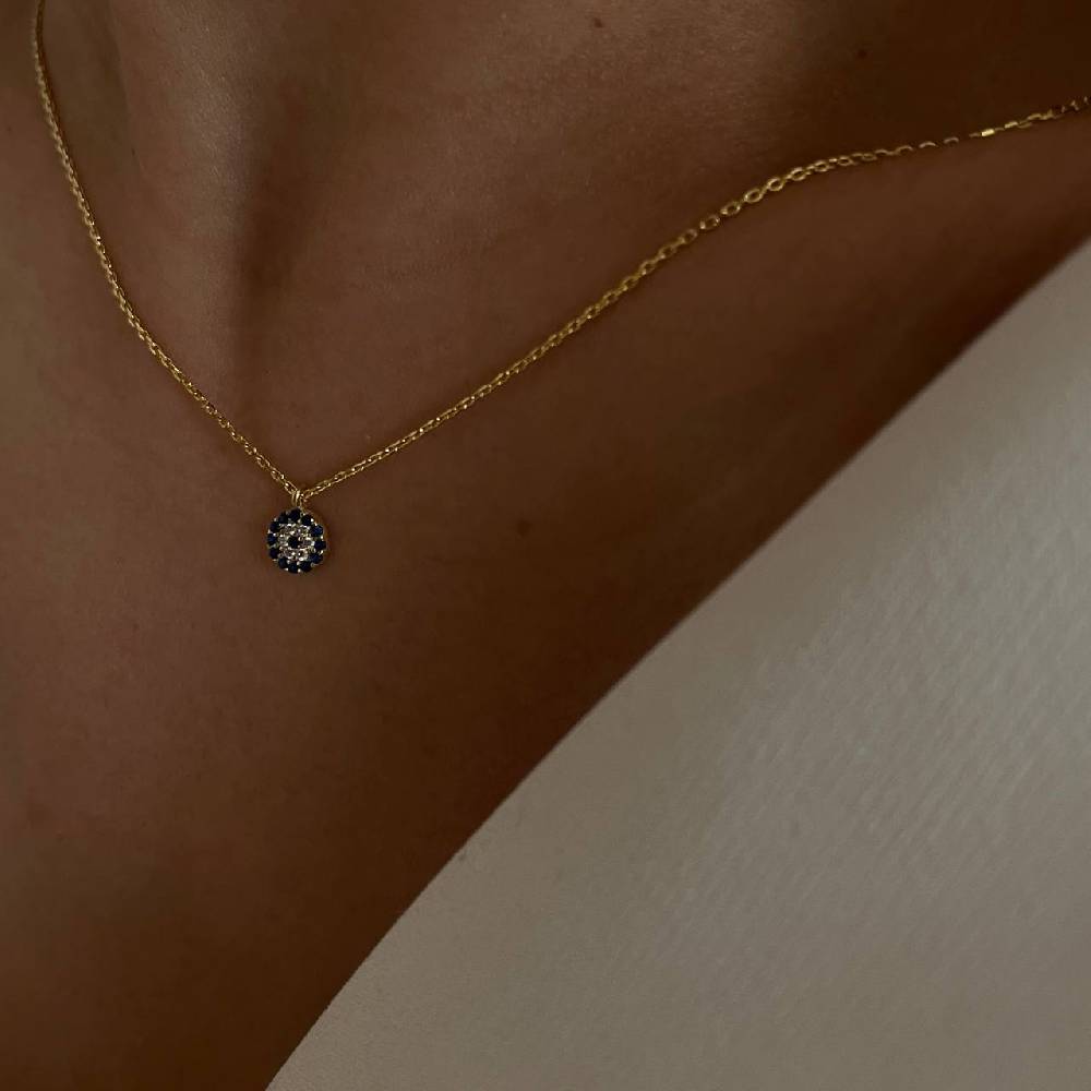 Kardelen Mini Nazar Zirkonia Halskette - 925 SILBER Online Outlet