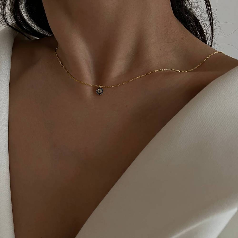 Kardelen Mini Nazar Zirkonia Halskette - 925 SILBER Online Outlet