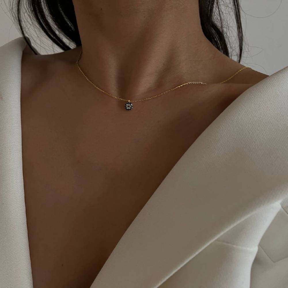Kardelen Mini Nazar Zirkonia Halskette - 925 SILBER Online Outlet