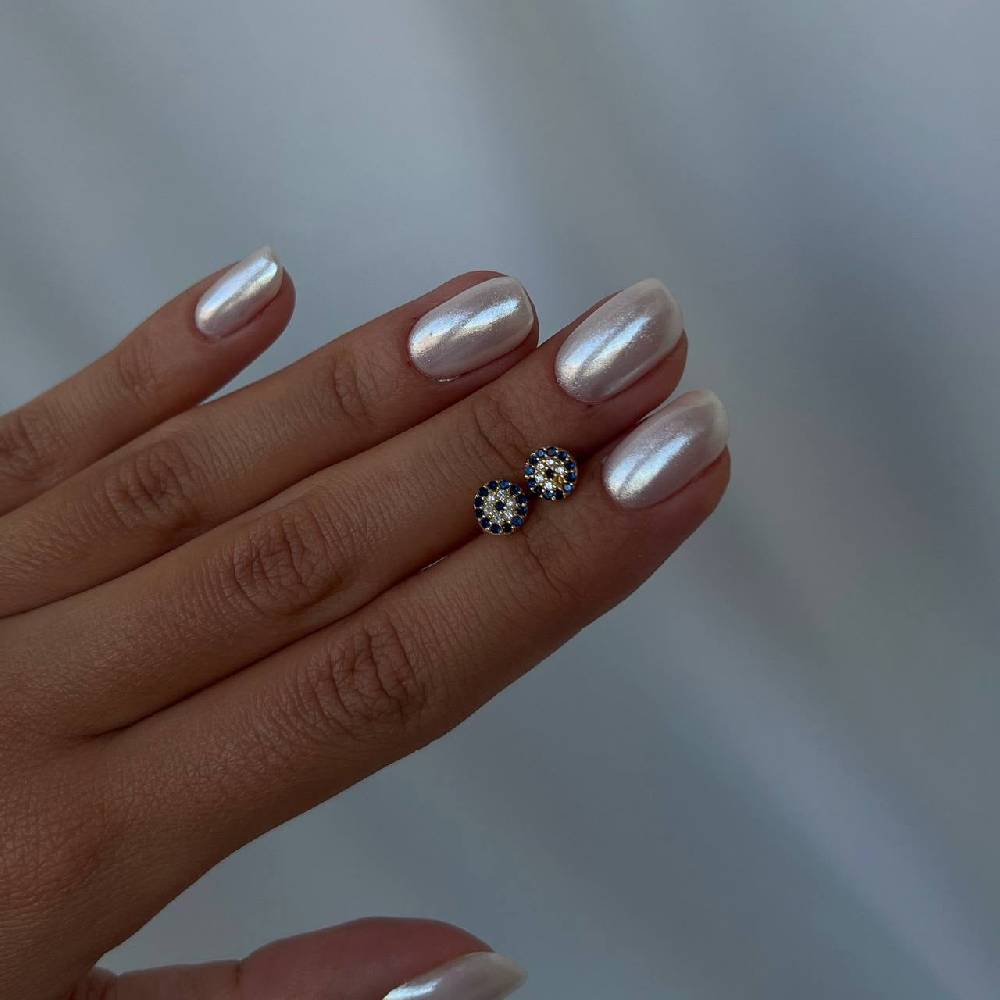 Kardelen Round Nazar Eye Stud Ohrring - 925 SILBER Neuheiten