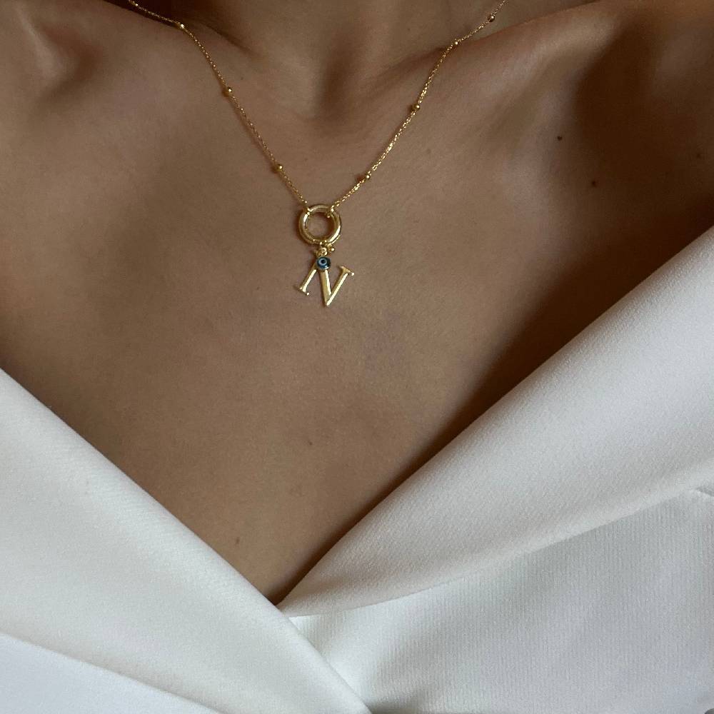 Kardelen Buchstaben Chain mit Nazar - 925 SILBER Bestseller