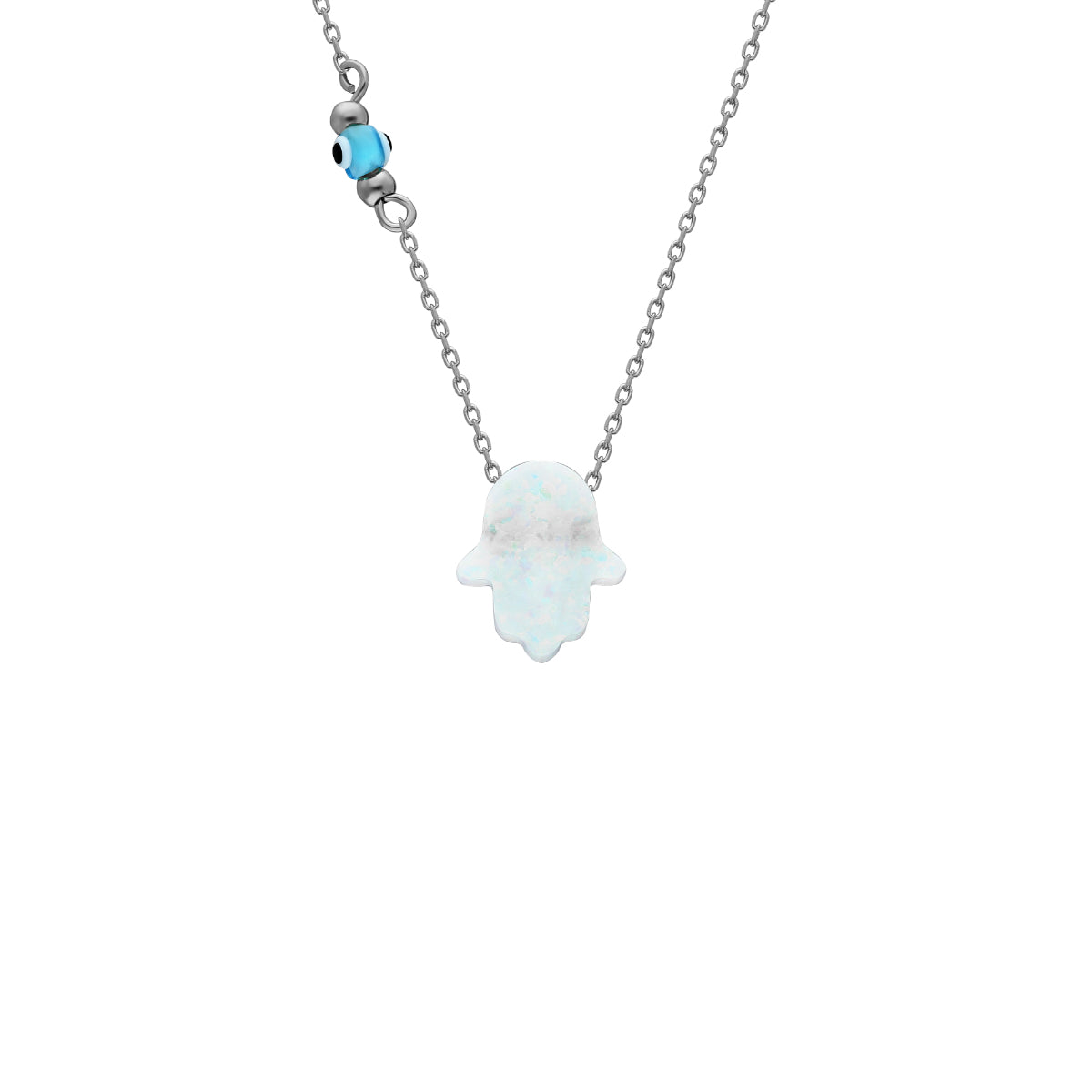Kardelen Fatimas Hand Opal kette mit Nazar White - 925 SILBER Sonderangebote